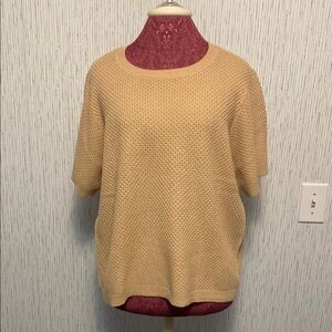 Women's Nine West Spring Cream Brown Honeycomb Knit Pullover Sweater XL Size NWT